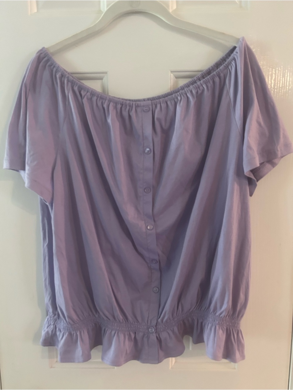 Ann Taylor Lavender Off-Shoulder Button-Front Blouse